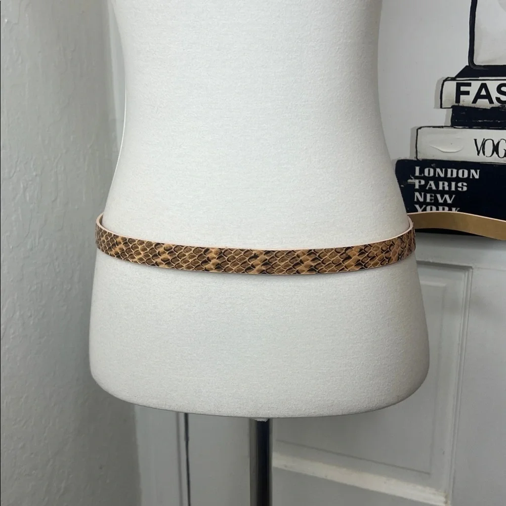 J. Crew Brown & Tan Snake Embossed Leather Belt Size M
